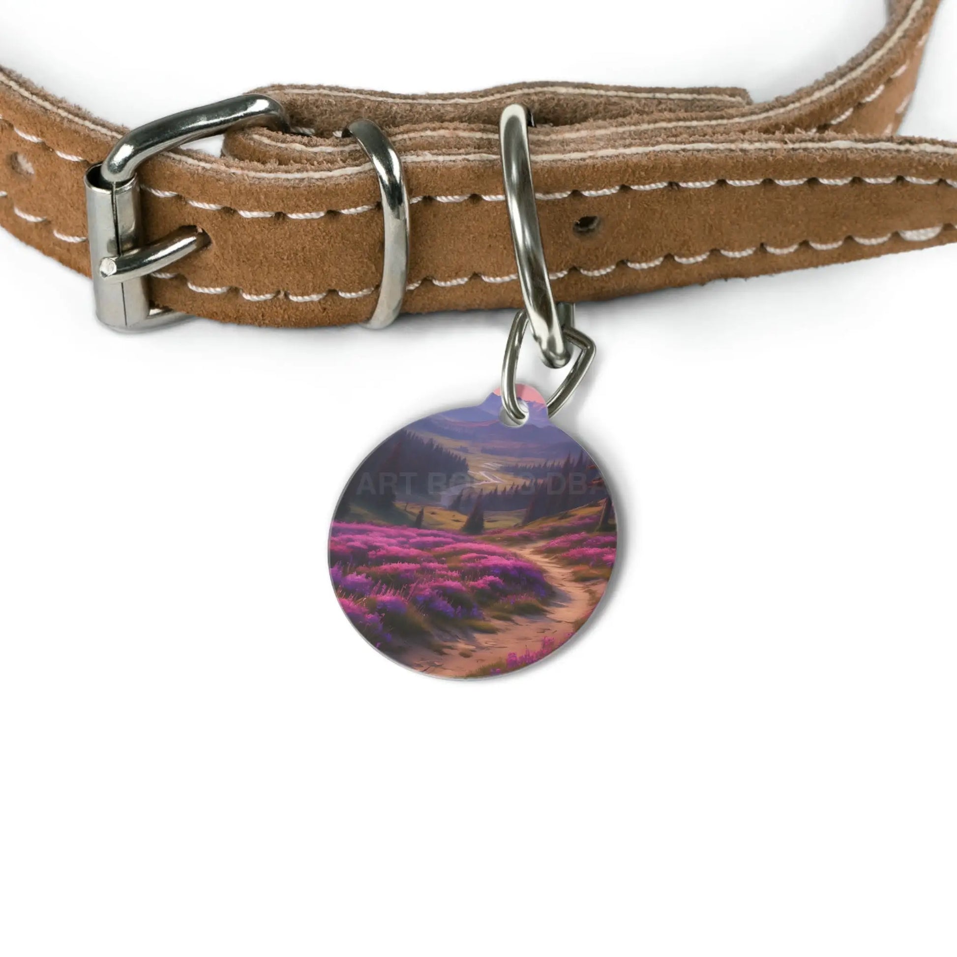 Scenic Heather Meadow Pet Tag — Personalized Round Dog/Cat ID Tag - 1’’ - Pets