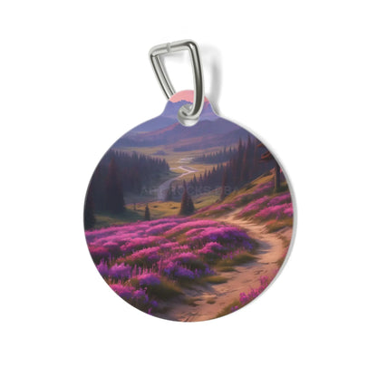 Scenic Heather Meadow Pet Tag — Personalized Round Dog/Cat ID Tag - 1’’ - Pets