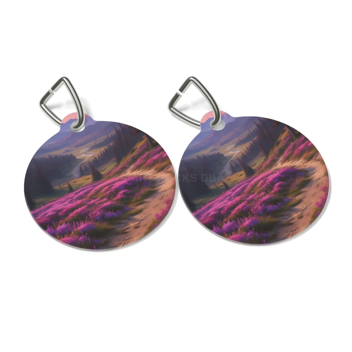 Scenic Heather Meadow Pet Tag — Personalized Round Dog/Cat ID Tag - 1’’ - Pets