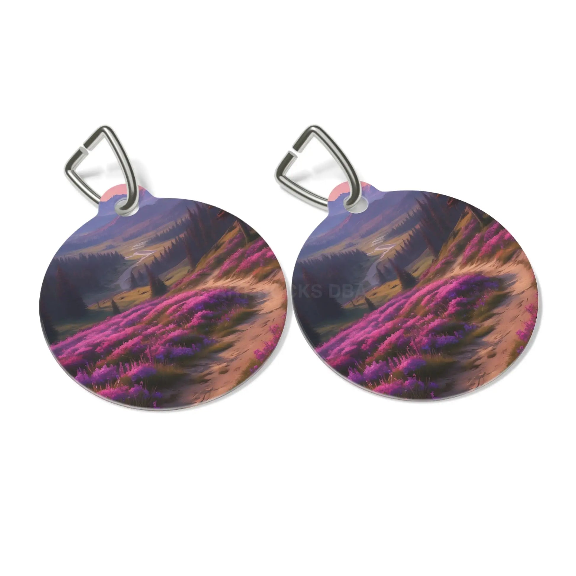 Scenic Heather Meadow Pet Tag — Personalized Round Dog/Cat ID Tag - 1’’ - Pets