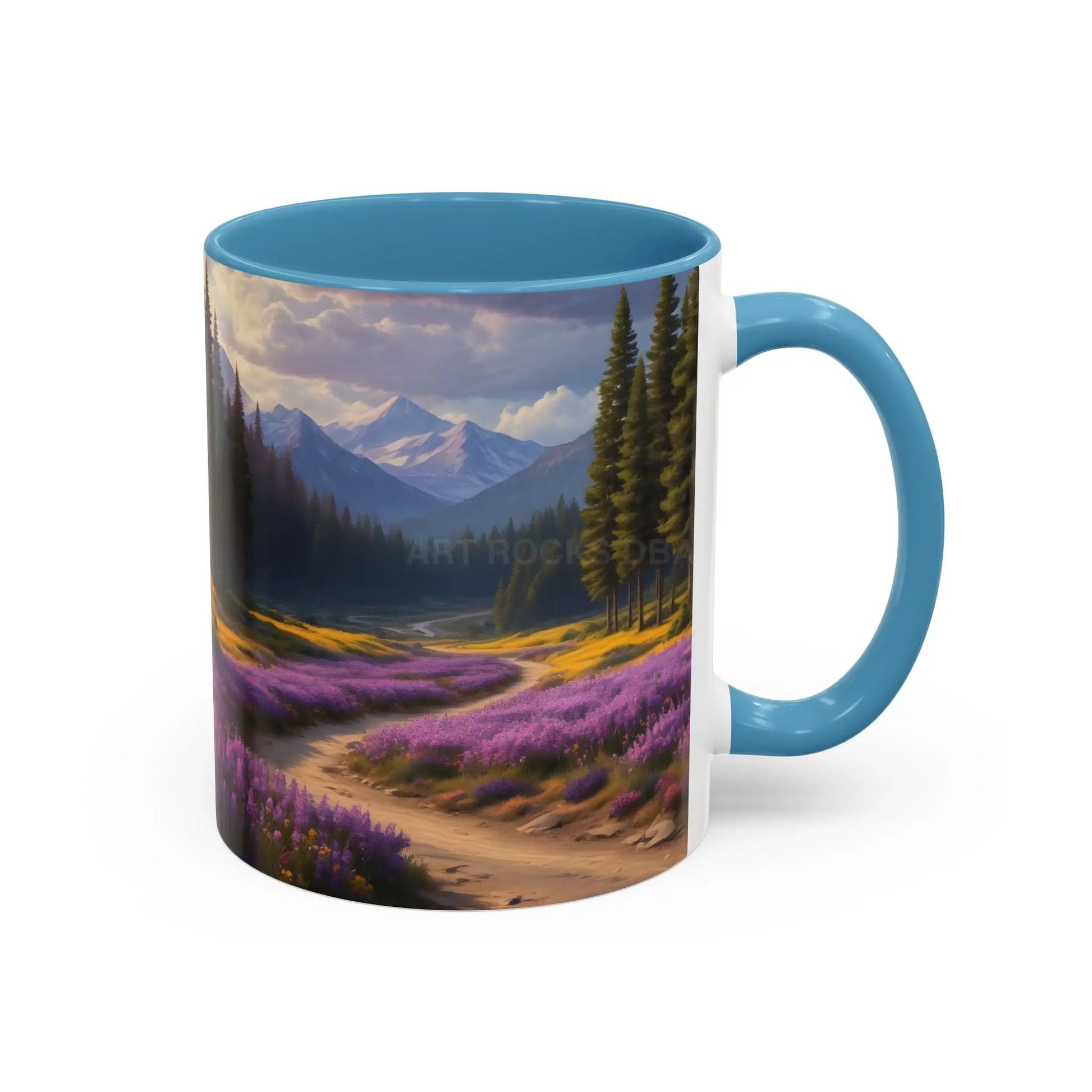 Scenic Lavender Meadow Coffee Mug — Mountain Landscape Accent Mug - Mug