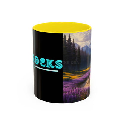 Scenic Lavender Meadow Coffee Mug — Mountain Landscape Accent Mug - 11oz / Yellow - Mug