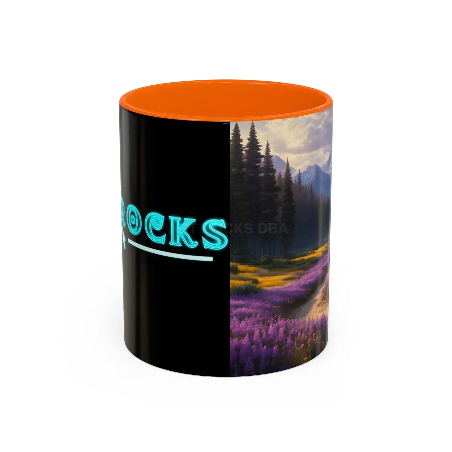 Scenic Lavender Meadow Coffee Mug — Mountain Landscape Accent Mug - 11oz / Orange - Mug