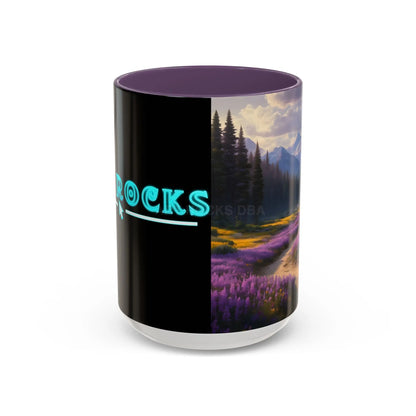 Scenic Lavender Meadow Coffee Mug — Mountain Landscape Accent Mug - 15oz / Purple - Mug