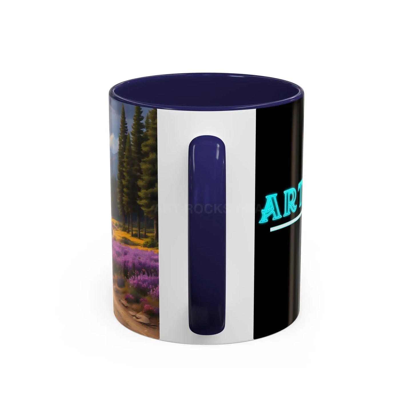Scenic Lavender Meadow Coffee Mug — Mountain Landscape Accent Mug - Mug
