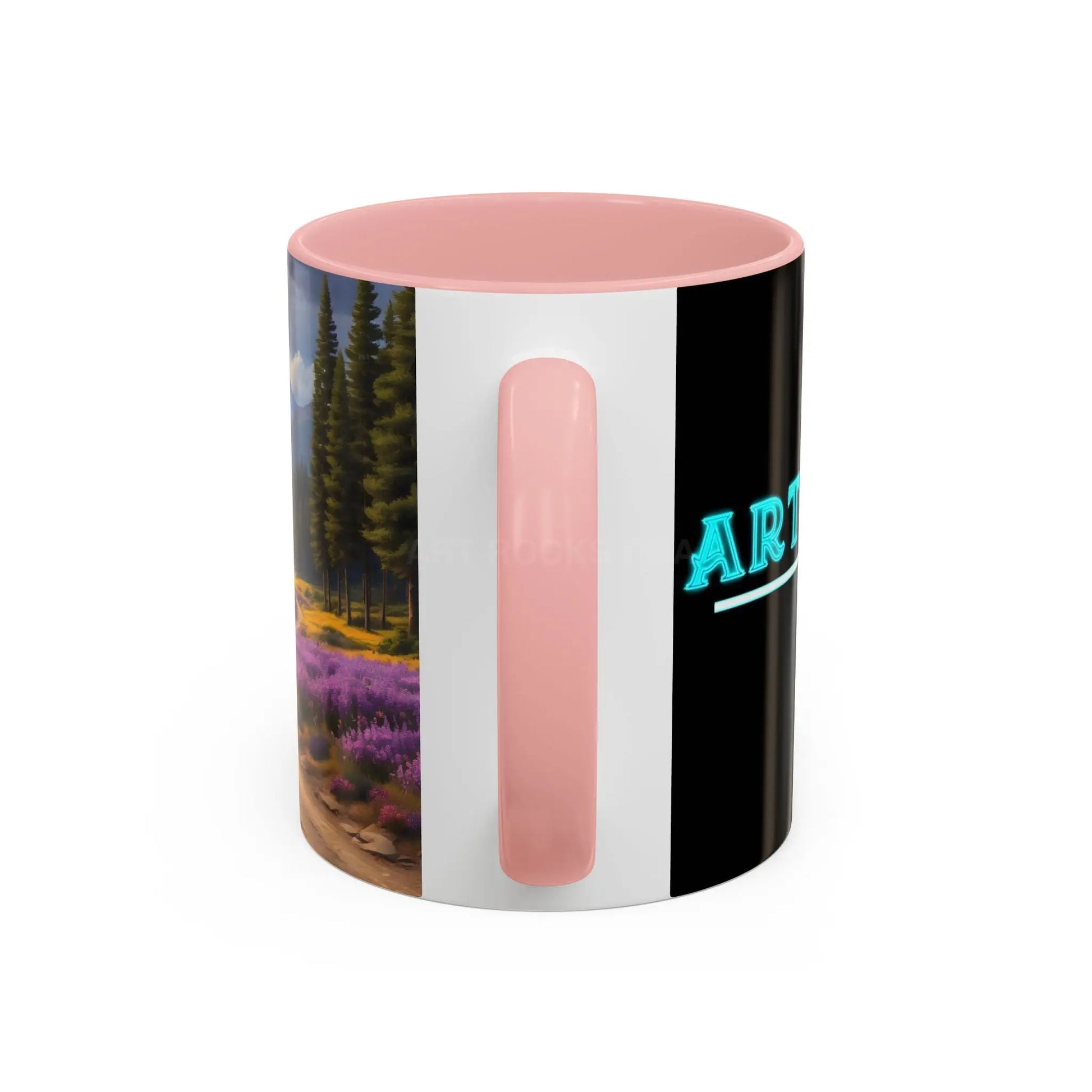 Scenic Lavender Meadow Coffee Mug — Mountain Landscape Accent Mug - Mug