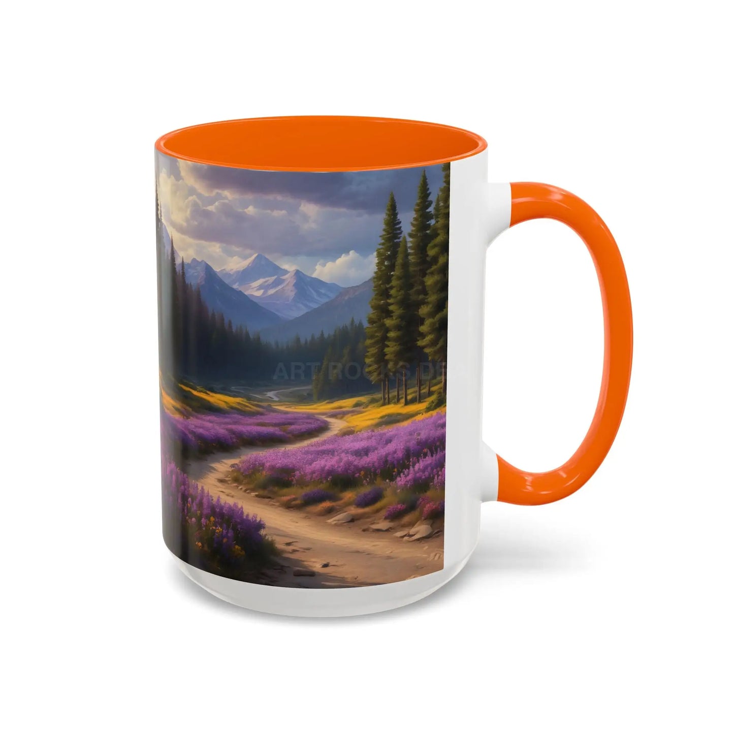 Scenic Lavender Meadow Coffee Mug — Mountain Landscape Accent Mug - Mug