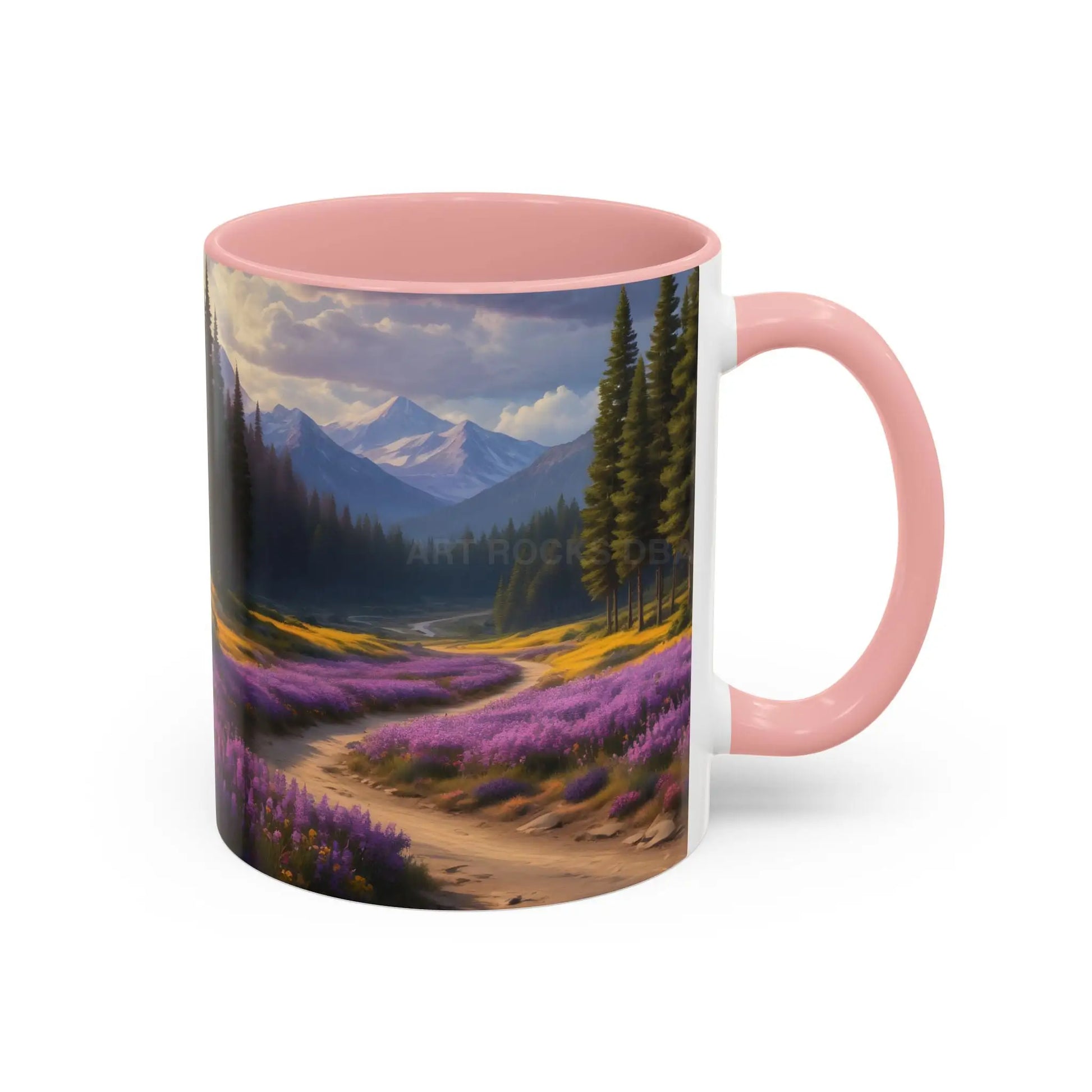 Scenic Lavender Meadow Coffee Mug — Mountain Landscape Accent Mug - Mug
