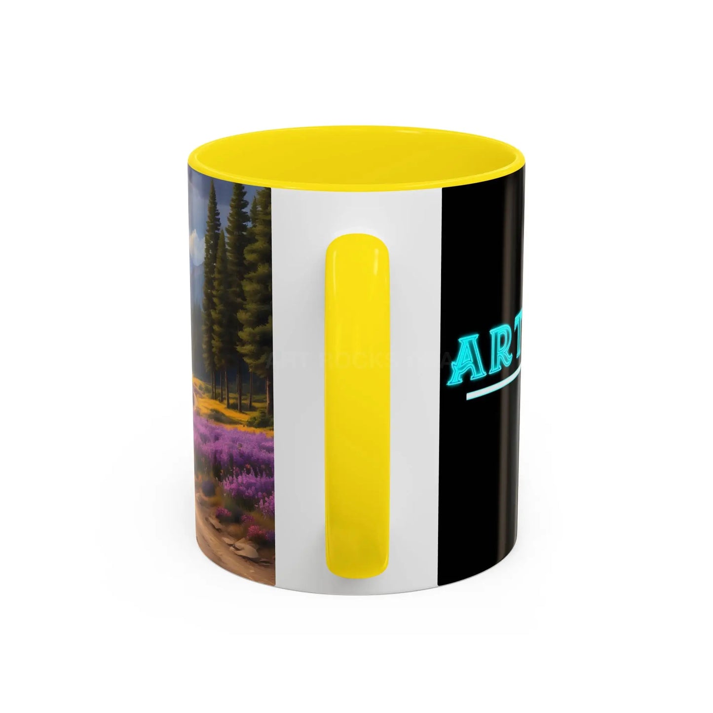 Scenic Lavender Meadow Coffee Mug — Mountain Landscape Accent Mug - Mug