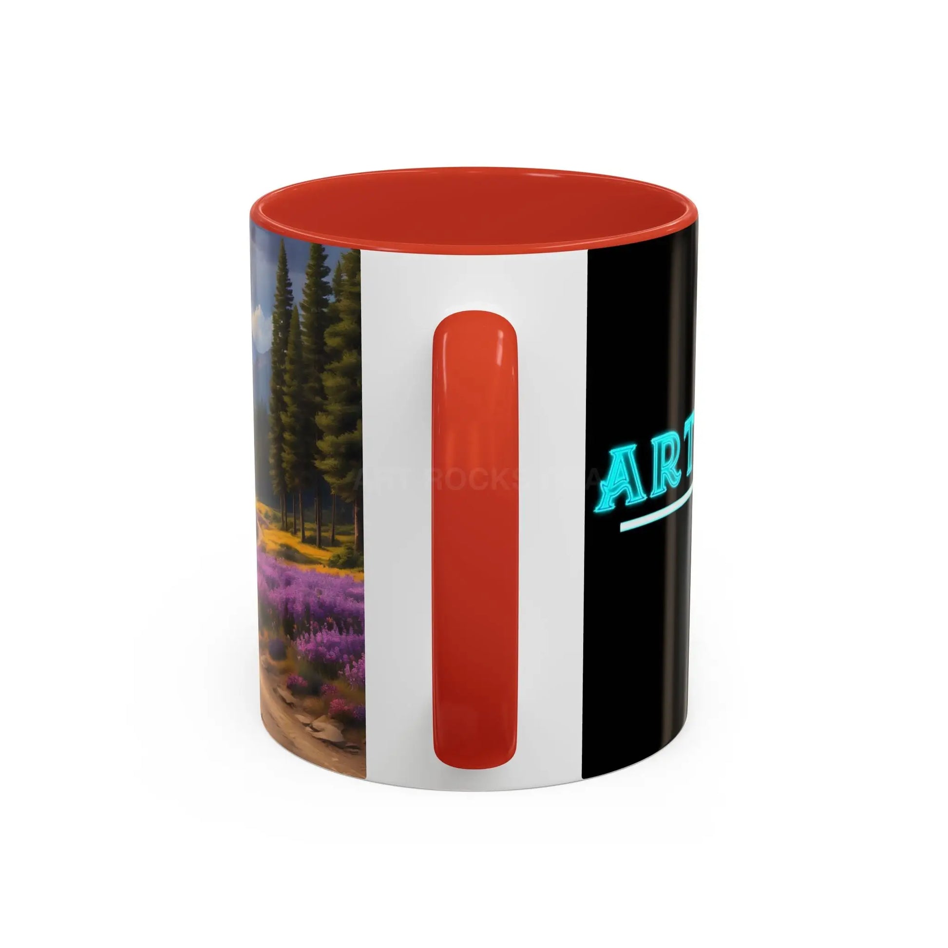 Scenic Lavender Meadow Coffee Mug — Mountain Landscape Accent Mug - Mug