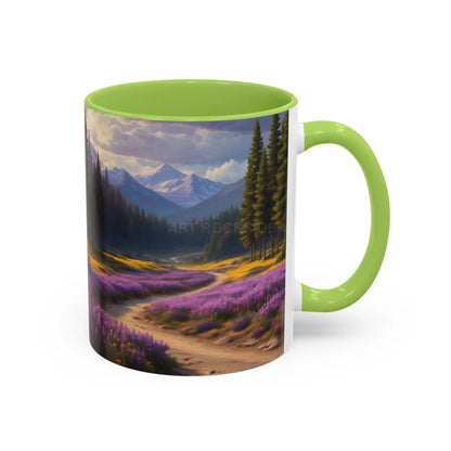Scenic Lavender Meadow Coffee Mug — Mountain Landscape Accent Mug - Mug