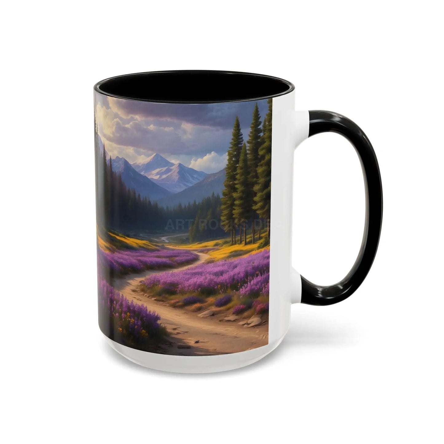 Scenic Lavender Meadow Coffee Mug — Mountain Landscape Accent Mug - Mug