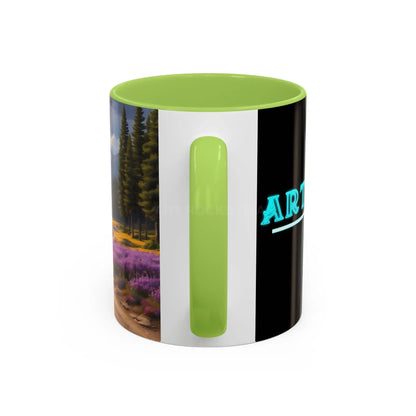 Scenic Lavender Meadow Coffee Mug — Mountain Landscape Accent Mug - Mug