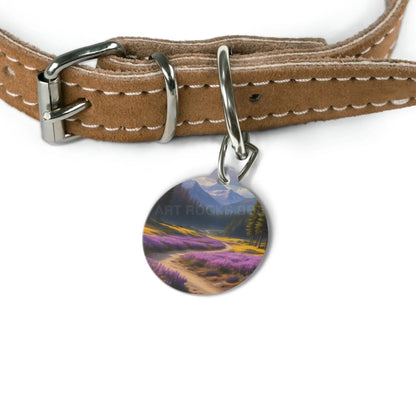 Scenic Lavender Meadow Pet Tag — Mountain Trail Dog ID Tag - 1’’ - Pets