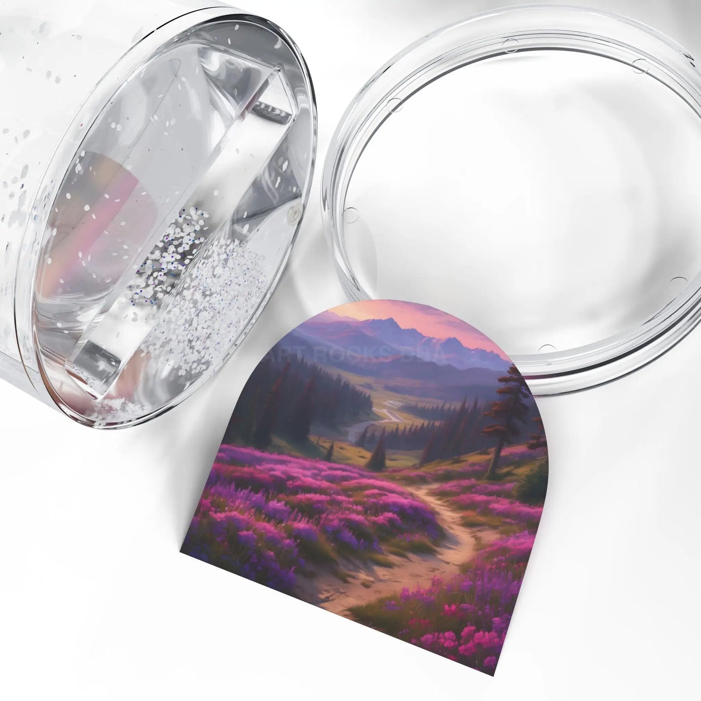 Scenic Lavender Meadow Snow Globe — Mountain Landscape Keepsake - 3.5’’ × 3.4’’ - Home Decor