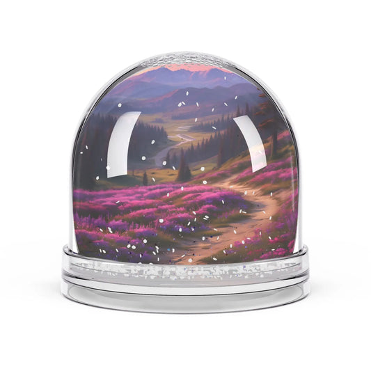 Scenic Lavender Meadow Snow Globe — Mountain Landscape Keepsake - 3.5’’ × 3.4’’ - Home Decor