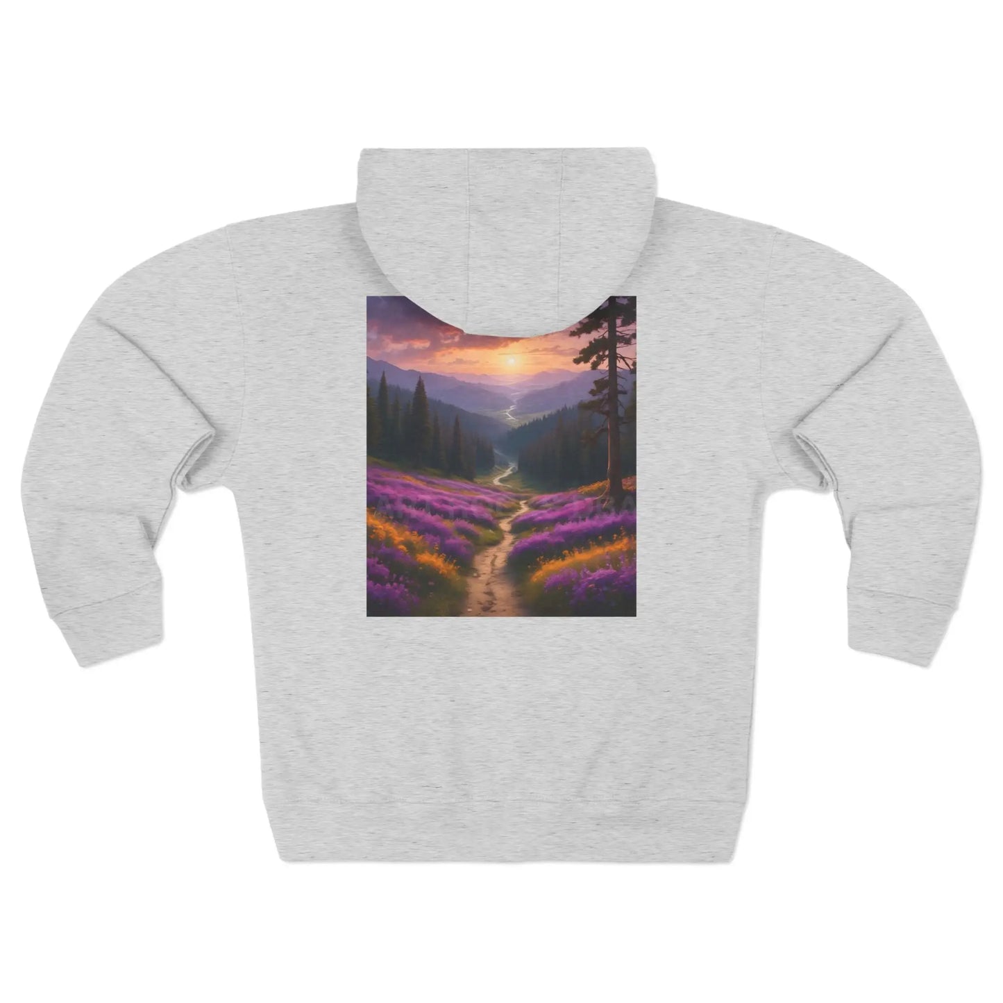 Scenic Lavender Valley Zip-Up Sweatshirt - XS / Heather Grey - Hoodie