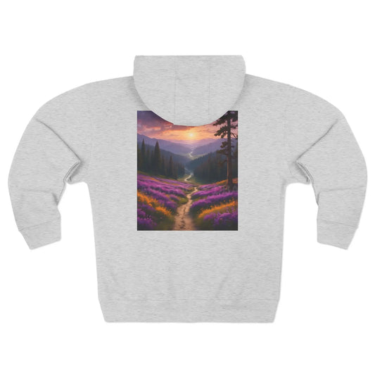 Scenic Lavender Valley Zip-Up Sweatshirt - XS / Heather Grey - Hoodie