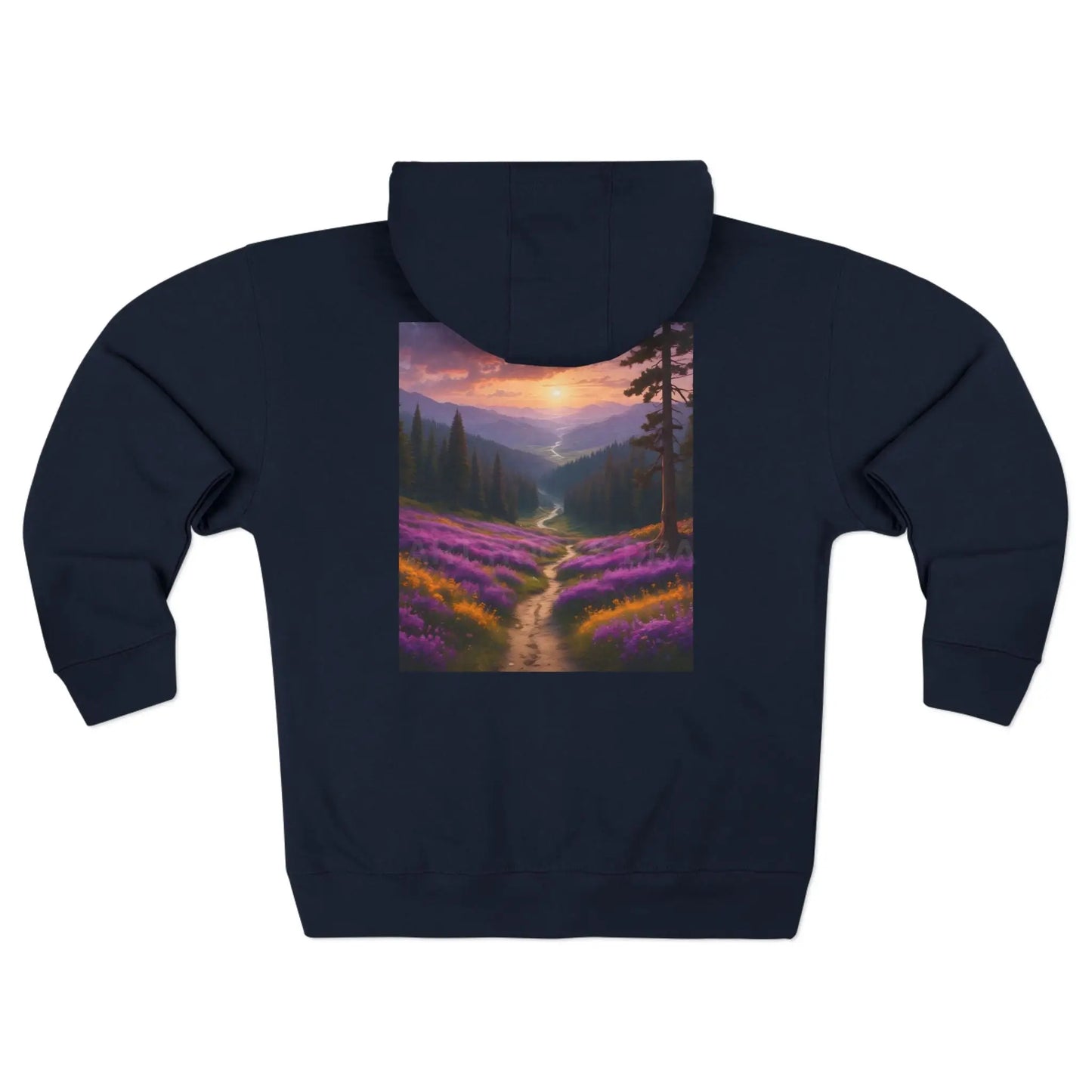 Scenic Lavender Valley Zip-Up Sweatshirt - XS / Navy - Hoodie