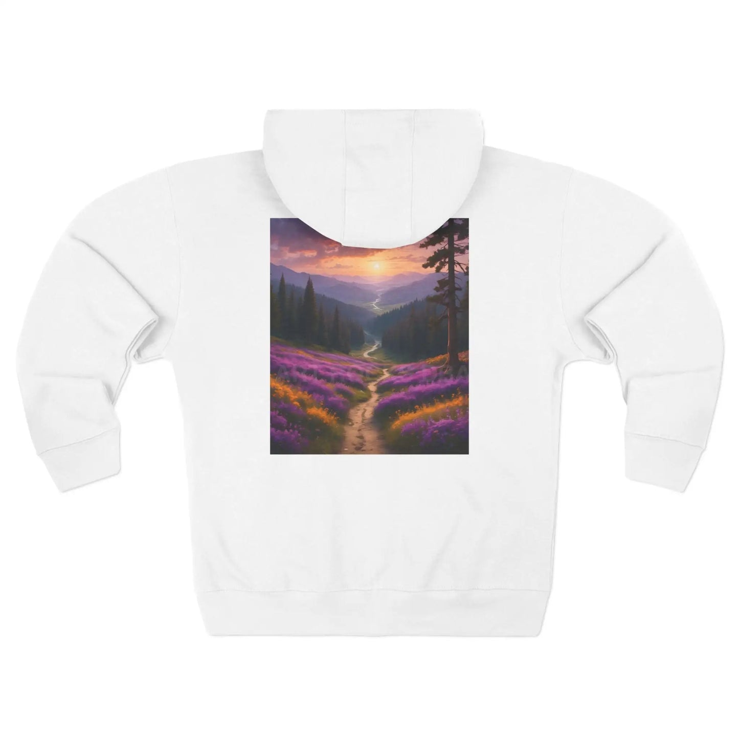 Scenic Lavender Valley Zip-Up Sweatshirt - XS / White - Hoodie