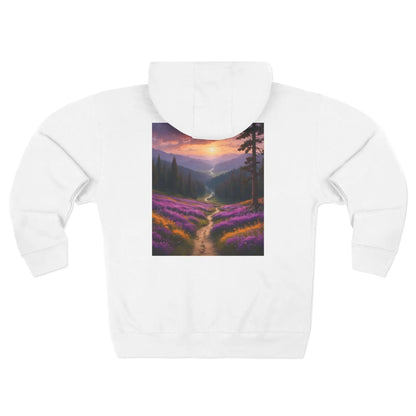 Scenic Lavender Valley Zip-Up Sweatshirt - XS / White - Hoodie