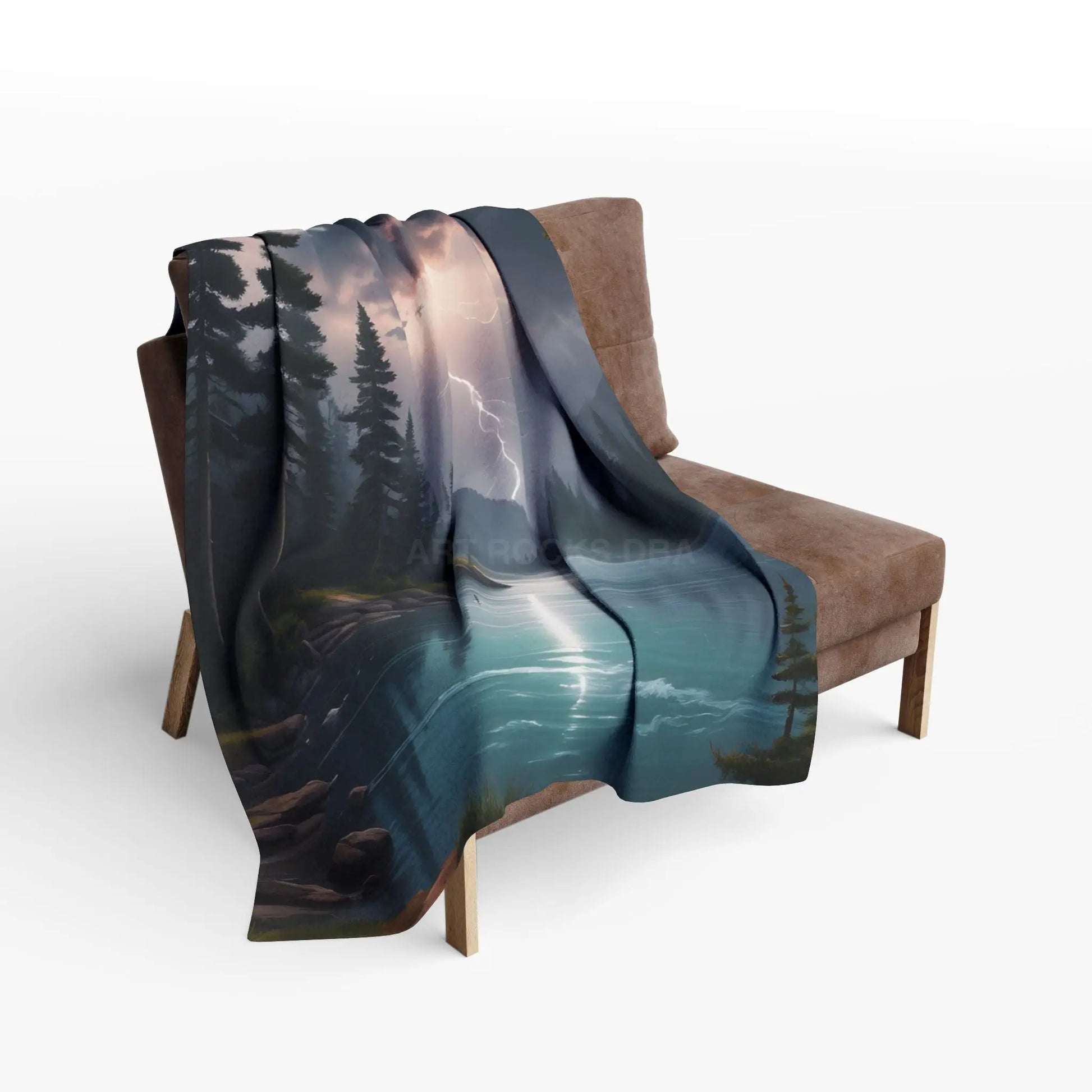 Scenic Lightning Storm Over a Lake Fleece Blanket Cozy Throw Perfect for Gifting Living Room Decor Camping Essential