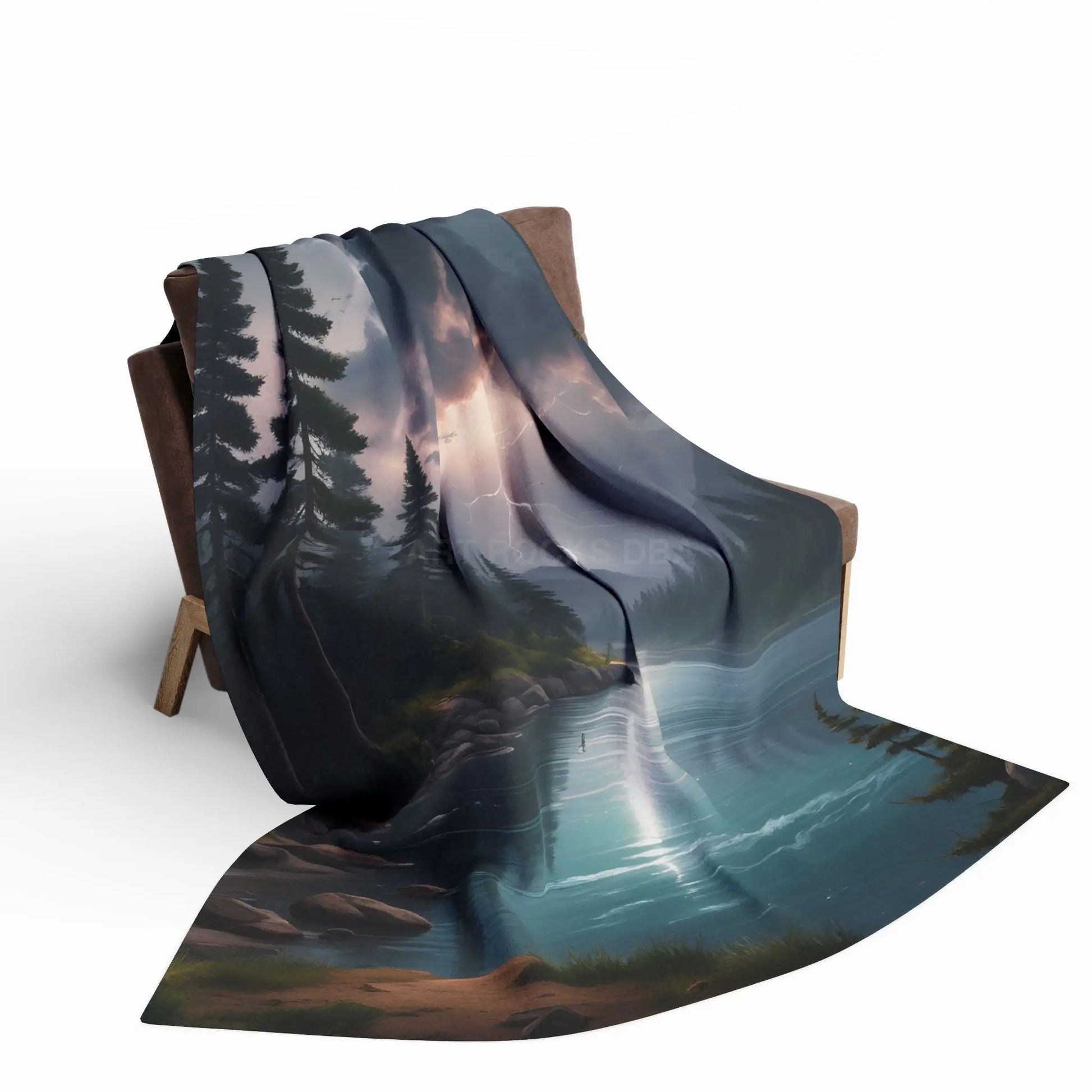 Scenic Lightning Storm Over a Lake Fleece Blanket Cozy Throw Perfect for Gifting Living Room Decor Camping Essential
