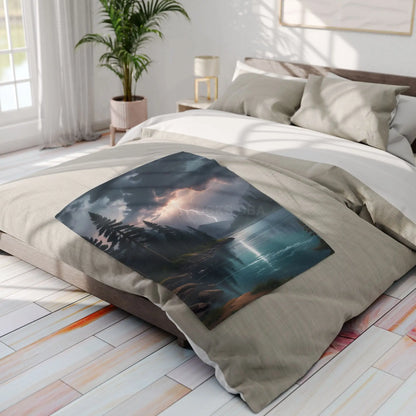 Scenic Lightning Storm Over a Lake Fleece Blanket Cozy Throw Perfect for Gifting Living Room Decor Camping Essential