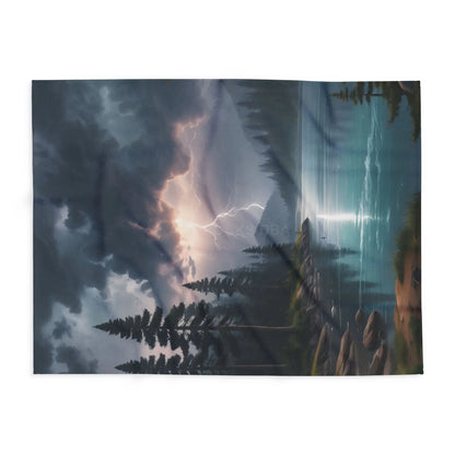 Scenic Lightning Storm Over a Lake Fleece Blanket Cozy Throw Perfect for Gifting Living Room Decor Camping Essential