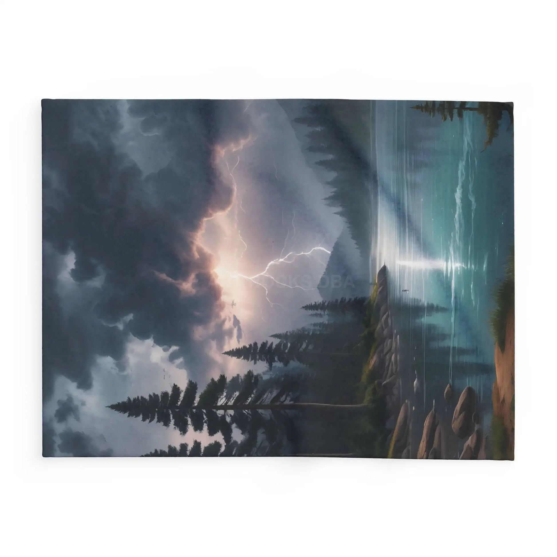 Scenic Lightning Storm Over a Lake Fleece Blanket Cozy Throw Perfect for Gifting Living Room Decor Camping Essential