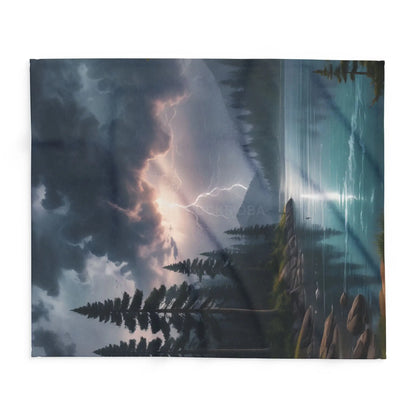 Scenic Lightning Storm Over a Lake Fleece Blanket Cozy Throw Perfect for Gifting Living Room Decor Camping Essential