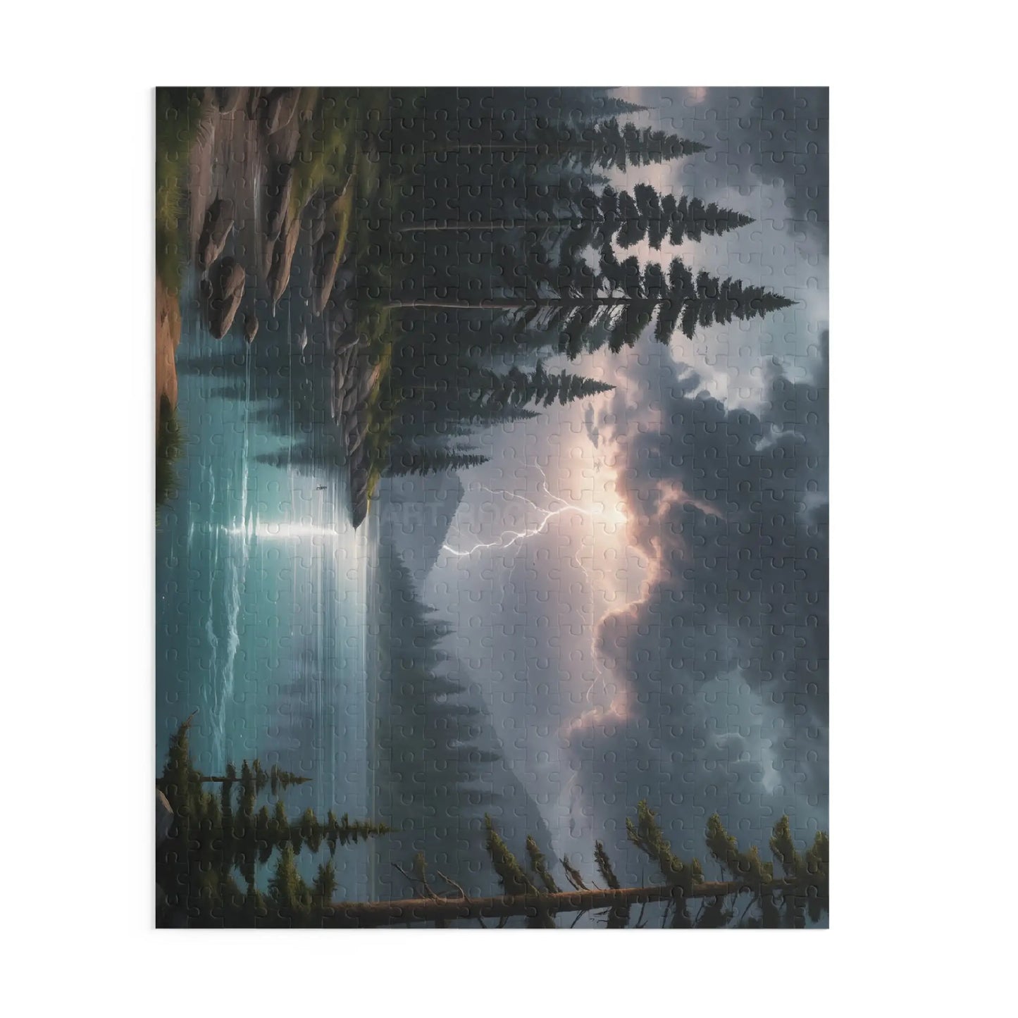 Scenic Lightning Strike Over the Lake Puzzle — Jigsaw (120/252/500 pcs) - Puzzle