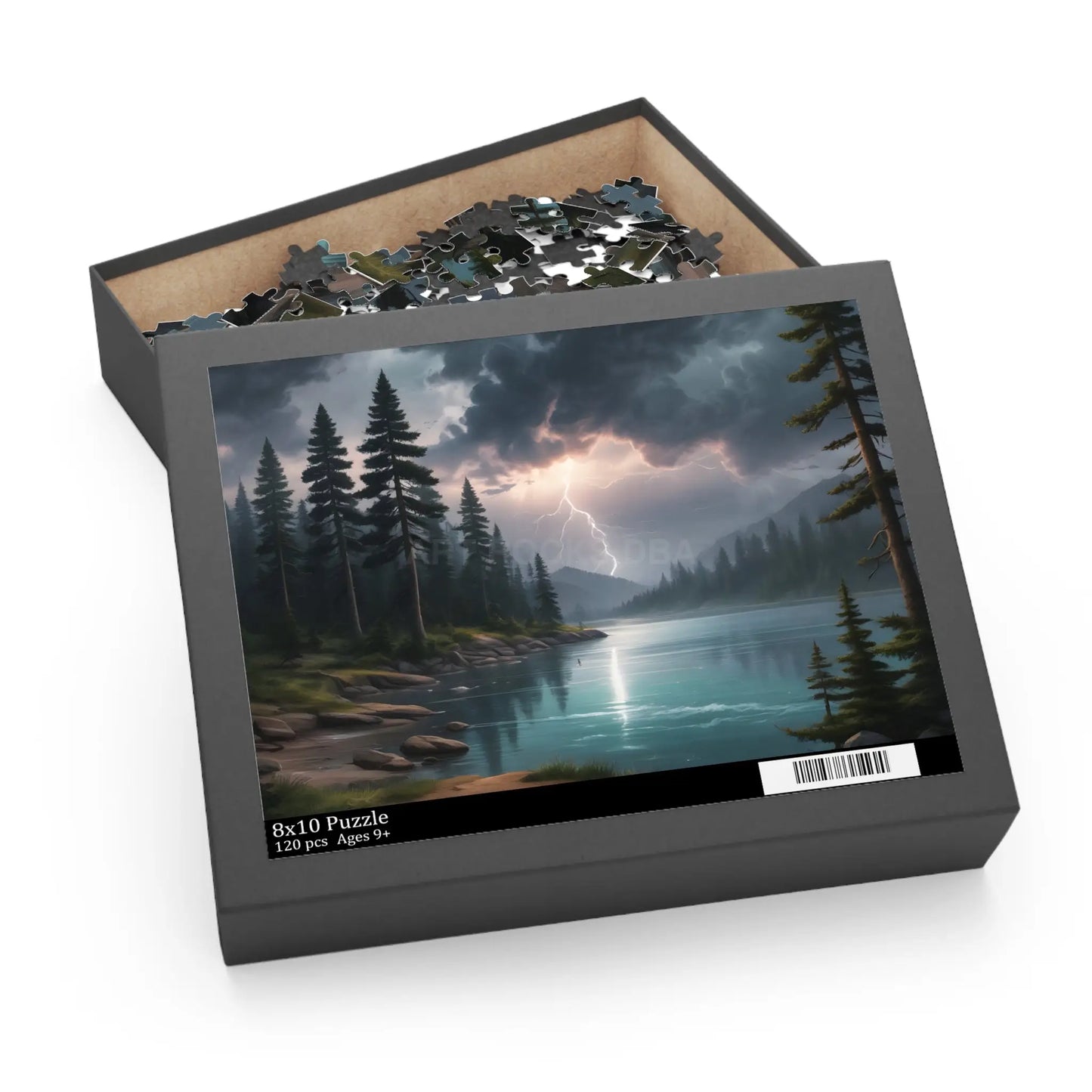 Scenic Lightning Strike Over the Lake Puzzle — Jigsaw (120/252/500 pcs) - 10’’ × 8’’ (120 pcs) - Puzzle