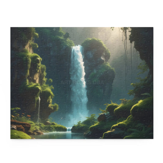 Scenic Mossy Waterfall Gorge Jigsaw Puzzle- (120/252/500 pieces) - 14’’ × 11’’ (252 pcs) - Puzzle