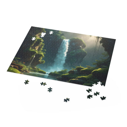Scenic Mossy Waterfall Gorge Jigsaw Puzzle- (120/252/500 pieces) - Puzzle