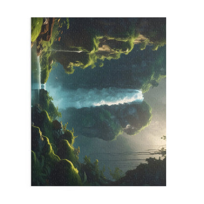 Scenic Mossy Waterfall Gorge Jigsaw Puzzle- (120/252/500 pieces) - Puzzle