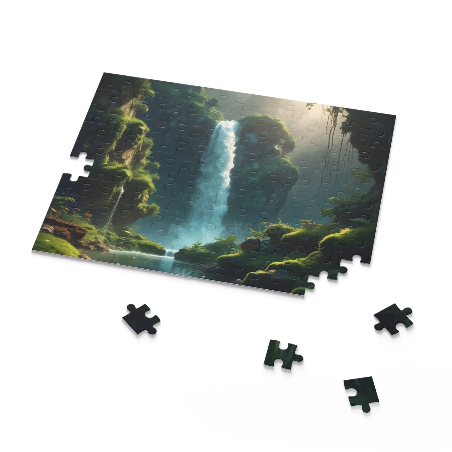 Scenic Mossy Waterfall Gorge Jigsaw Puzzle- (120/252/500 pieces) - Puzzle