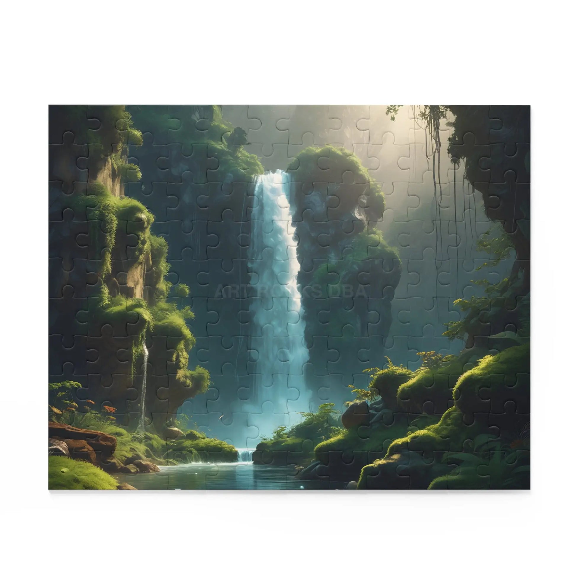Scenic Mossy Waterfall Gorge Jigsaw Puzzle- (120/252/500 pieces) - Puzzle