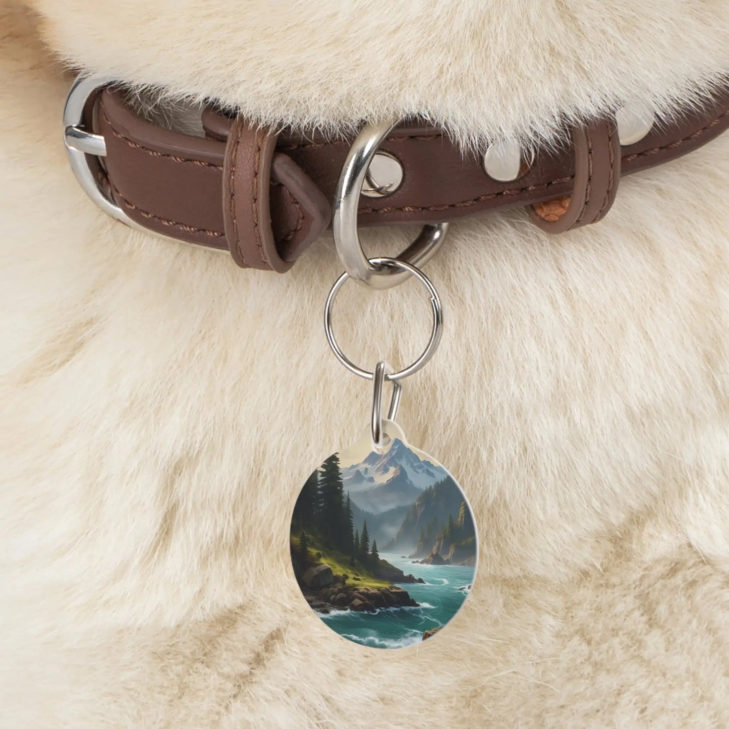 Scenic Mountain Coast Pet Tag — Personalized Nature Landscape Dog ID Tag - 1’’ - Pets