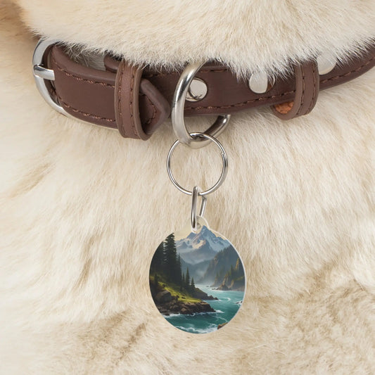 Scenic Mountain Coast Pet Tag — Personalized Nature Landscape Dog ID Tag - 1’’ - Pets