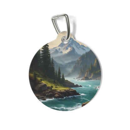 Scenic Mountain Coast Pet Tag — Personalized Nature Landscape Dog ID Tag - 1’’ - Pets