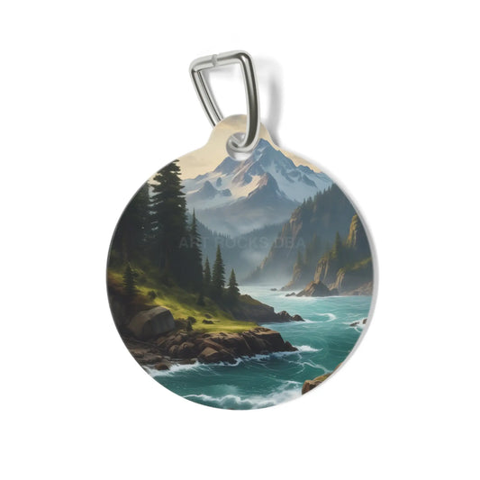 Scenic Mountain Coast Pet Tag — Personalized Nature Landscape Dog ID Tag - 1’’ - Pets