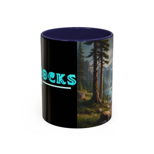Scenic Mountain Lake Coffee Mug — Nature Landscape Accent Mug - 11oz / Navy - Mug