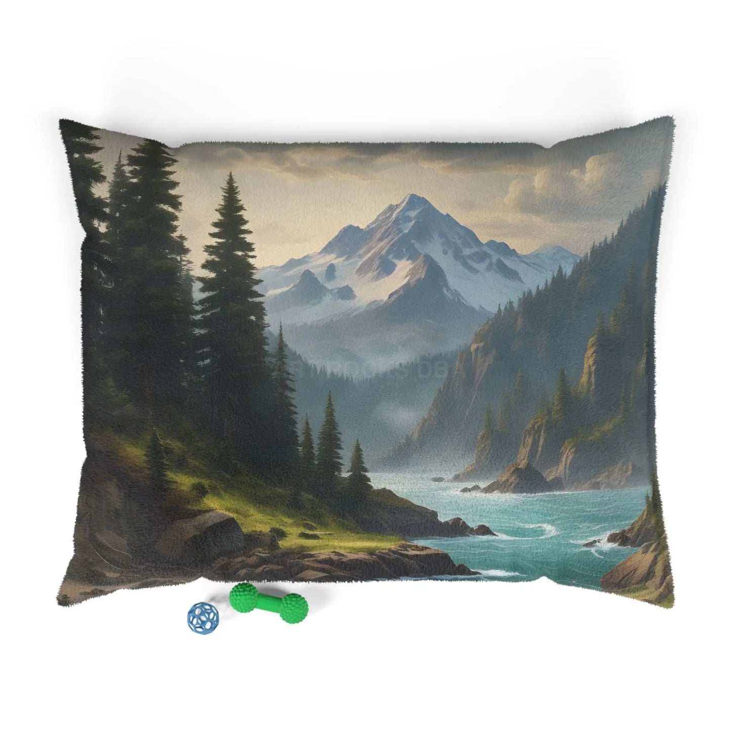 Scenic Mountain Lake Pet Bed — Cozy Outdoor Landscape Dog & Cat Pillow - 50’’ × 40’’ - Pets