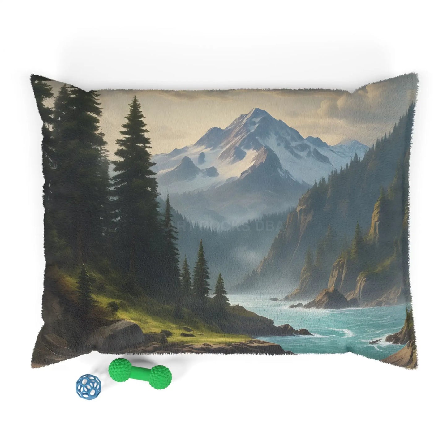 Scenic Mountain Lake Pet Bed — Cozy Outdoor Landscape Dog & Cat Pillow - 40’’ × 30’’ - Pets