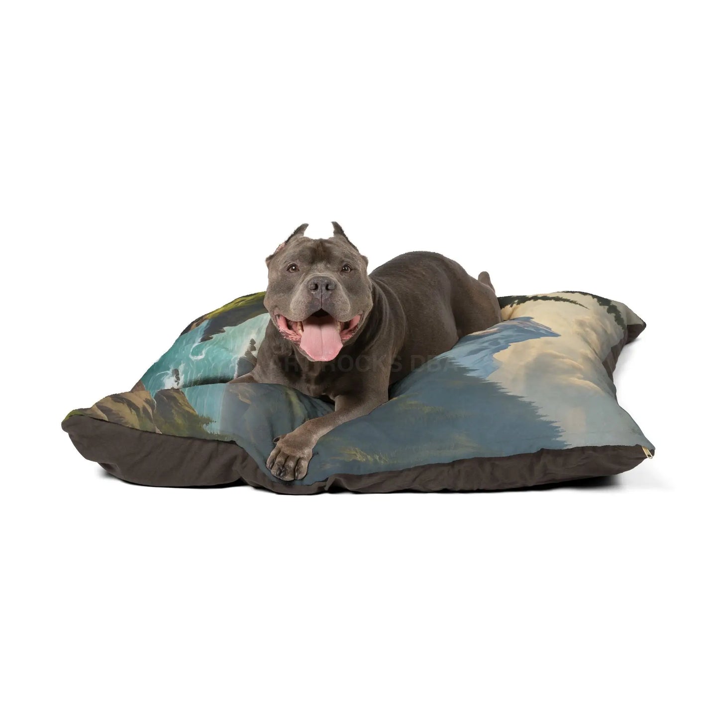 Scenic Mountain Lake Pet Bed — Cozy Outdoor Landscape Dog & Cat Pillow - Pets