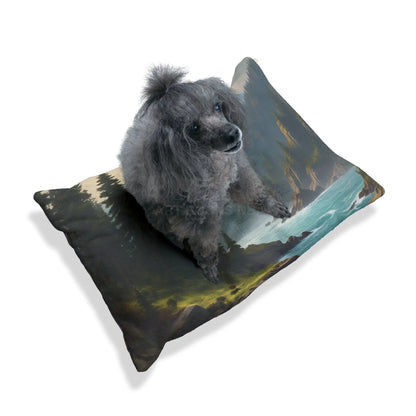 Scenic Mountain Lake Pet Bed — Cozy Outdoor Landscape Dog & Cat Pillow - Pets