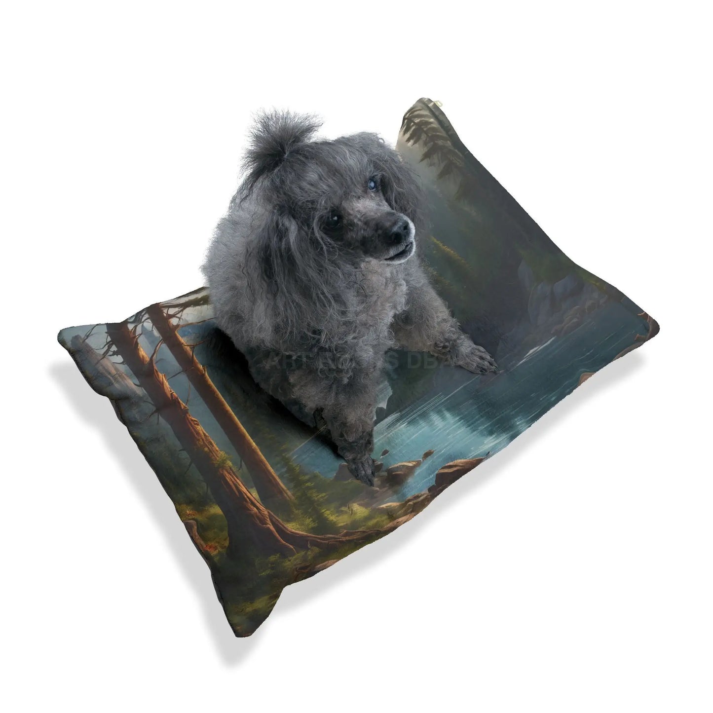 Scenic Mountain Lake Pet Bed — Cozy Wilderness Dog & Cat Bed - Pets
