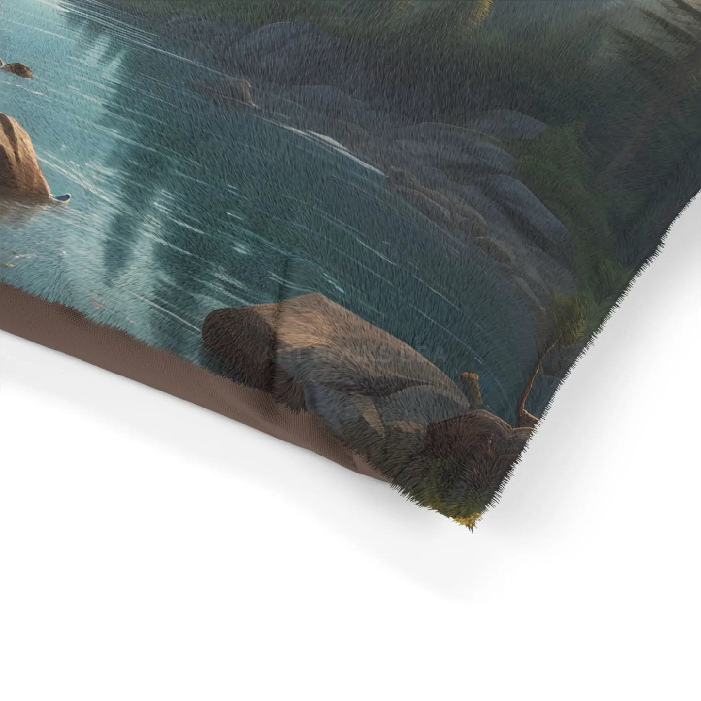 Scenic Mountain Lake Pet Bed — Cozy Wilderness Dog & Cat Bed - Pets