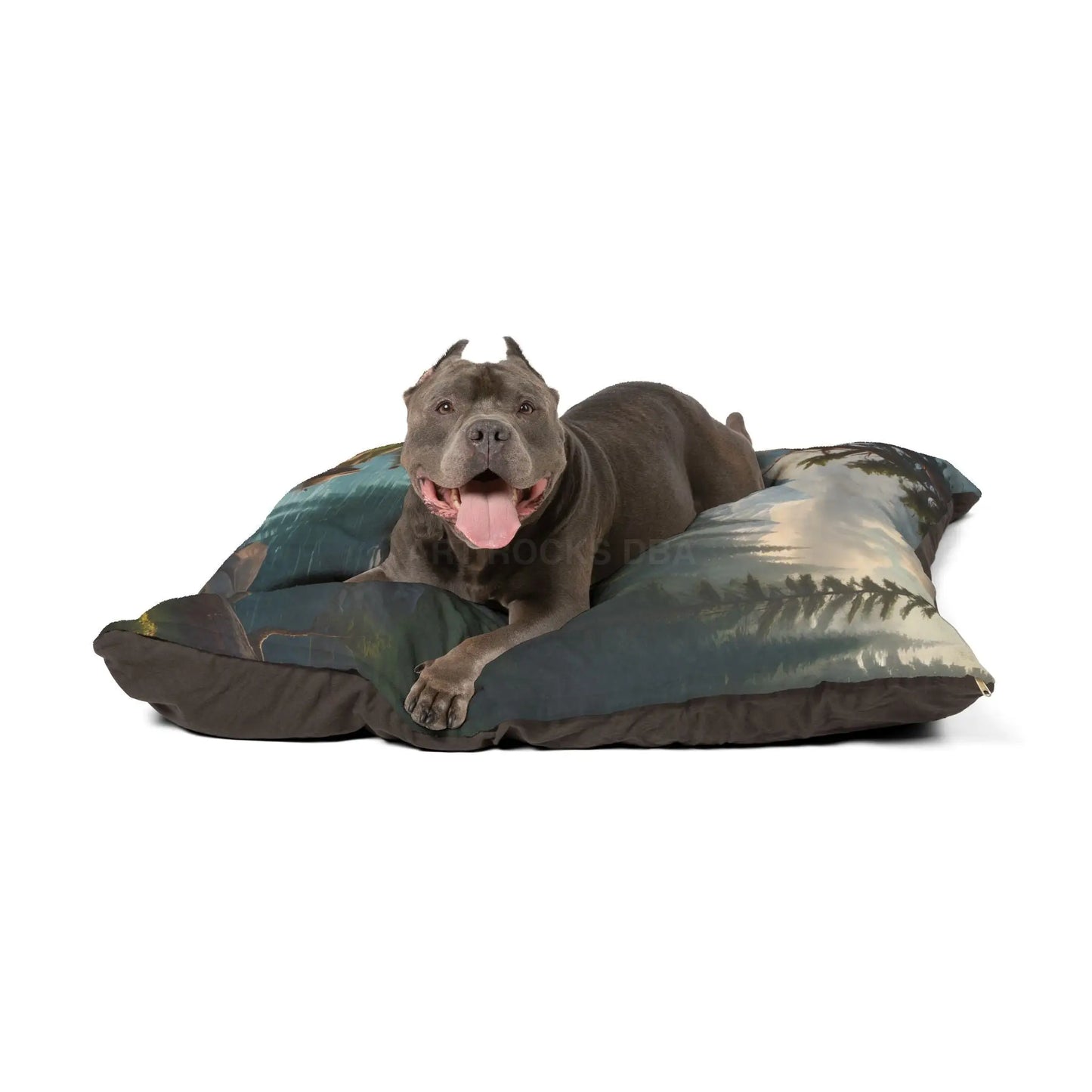 Scenic Mountain Lake Pet Bed — Cozy Wilderness Dog & Cat Bed - Pets